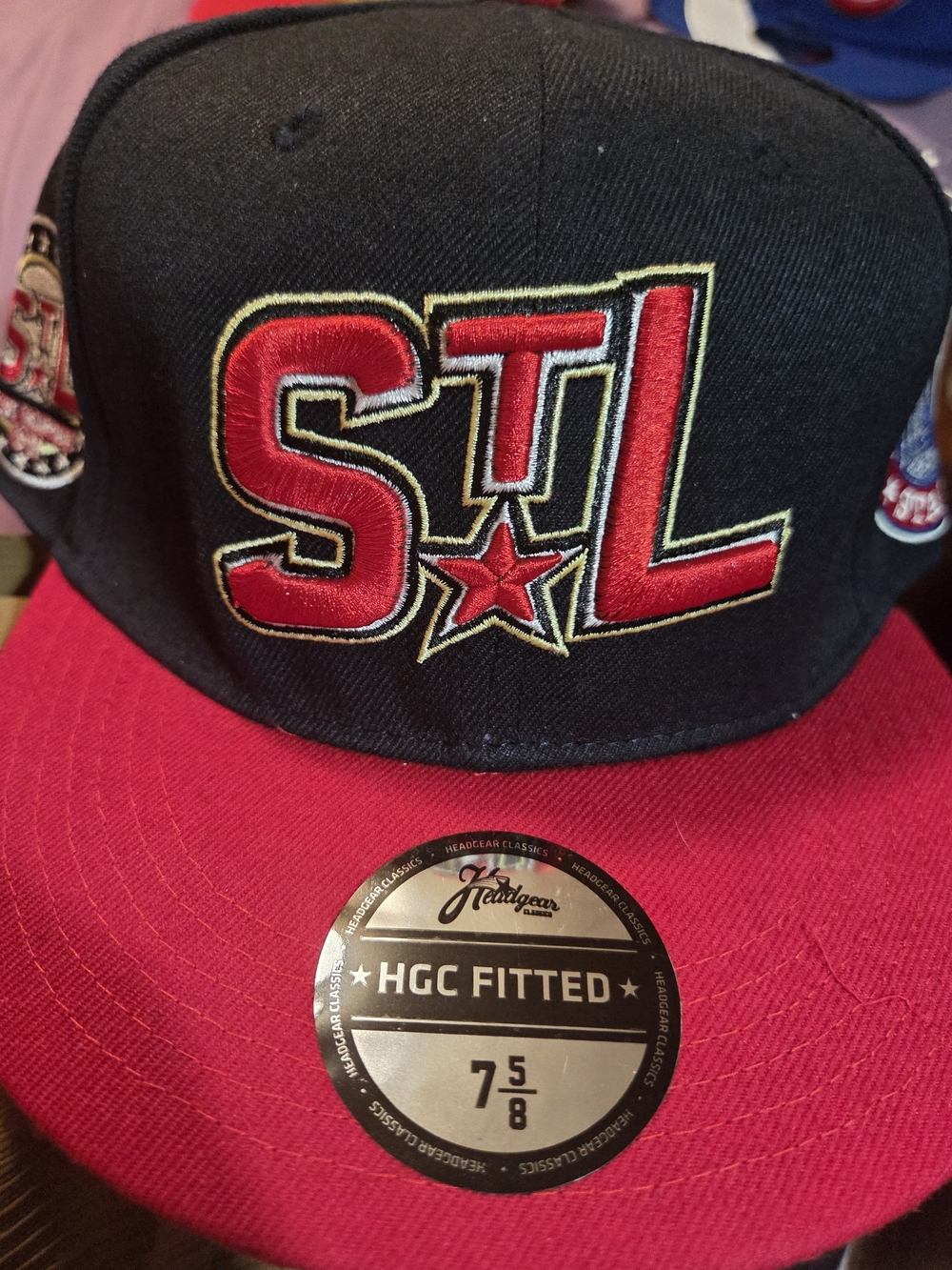 Mitchell & Ness STL Embroidered Black and Red Fitted Hat